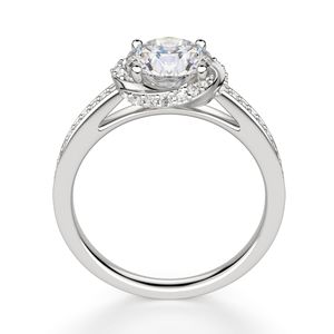 Round Cut Moissanite Floral Shape <b>Sterling</b> <b>Silver</b> Prong <b>Set</b> Engagement <b>Ring</b> for Women - Product Image 4