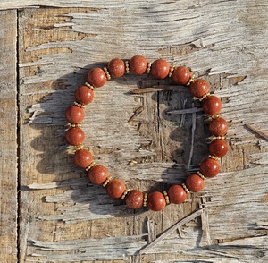 Pierre de soleil naturelle Goldstone Bracelet perlé Yoga méditation bijoux Bracelet pour la guérison cadeau de mariage - Product Image 1