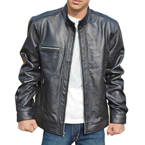 Vestes en cuir pour hommes Vêtements Veste pour homme Veste en cuir vintage à fermeture éclair pour homme Veste en cuir à la mode dégradée - Product Image 2