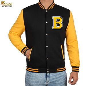 Custom Design Long Sleeve Baseball Varsity <b>Jacket</b> Thin Plain Dyed Horn Button Closure Hooded Stand New Condition Factory Price - Product Image 5