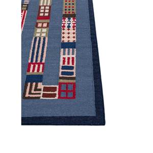 พรมลายเรขาคณิตสีน้ำเงิน ผ้าฝ้ายออร์แกนิก ขนาด 9x12 ฟุต ทอแบบเรียบ สำหรับบ้าน ห้องนั่งเล่น ห้องโถง รุ่น Adwl-13256 - Product Image 4