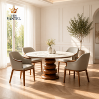 Ensemble de table à manger en marbre de luxe pour 10 personnes, pour villa, manoir et projet résidentiel, livraison directe de l'usine
