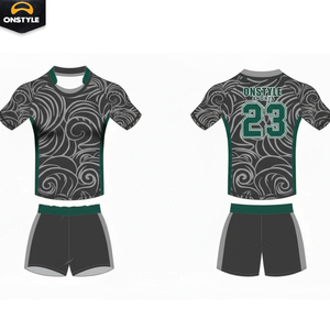 Conjunto de Equipación de Rugby al por Mayor |   Pantalones Cortos Deportivos Transpirables con Estampado Digital y Logotipo Personalizado |   100% Poliéster de Secado Rápido Antibacteriano para Deportes - Product Image 1
