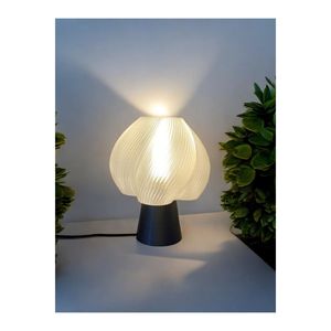 Paralume 3d, lampada da tavolo luce notturna, lampada decorativa bianca - Product Image 5