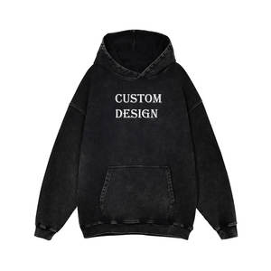 2025 Vintage Acid Wash 100% Cotton Pullover Hoodie para hombres Streetwear Impresión digital bordada de gran tamaño para la temporada de invierno - Product Image 2