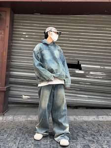 Automne à capuche Denim veste hommes Hip Hop jean manteau rétro jean veste rue décontracté Bomber vestes hommes femmes vêtements d'extérieur à capuche - Product Image 3