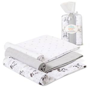SWADDLES 80X80-MOD. PANDA-PACK 3-GRAY Patrón de Personajes Tejidos en Gris - Product Image 1
