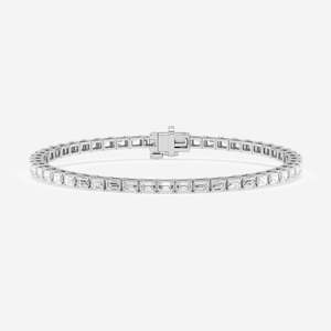 Bracelet tennis en or 18 carats avec diamant moissanite taille émeraude – Style élégant et luxueux - Product Image 1