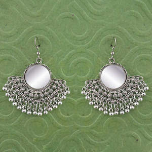 Jeweljunk <b>Vintage</b> Style <b>Gold</b>-Plated <b>Mirror</b> Dangler Earrings Trendy Drop Earrings for Wedding and Party-1314777 - Product Image 1