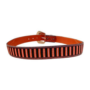 Ceinture classique en cuir véritable avec broderie perlée de style western, boucle en métal durable, style formel western - Product Image 4