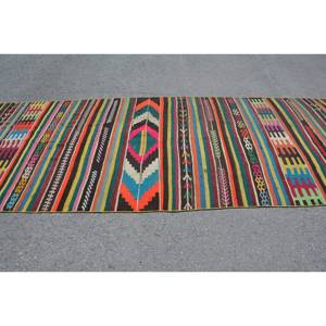 Tapis turc vintage de grande surface traditionnel marron 4.5x12.4 pieds motif patchwork laine sur support en latex pour couloir de chambre d'adolescent - Product Image 3