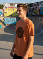 T-shirt homme bleu clair à manches courtes, imprimé numérique tribal géométrique, col rond, coupe classique, décontracté, en jersey de coton respirant