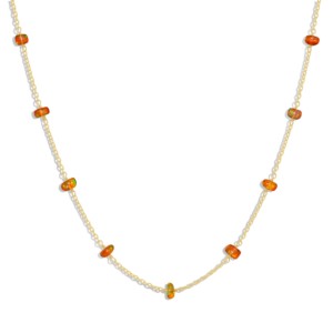 GOODSTONE, collar de plata de ley 925 para mujer, oro amarillo, 18 pulgadas, cuentas de ópalo naranja Natural, joyería de piedra natal, regalos de bodas - Product Image 1