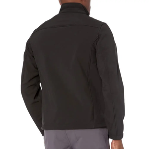 Veste softshell coupe-vent noire d'automne avec logo personnalisé pour hommes avec technique de broderie en serviette - Product Image 2