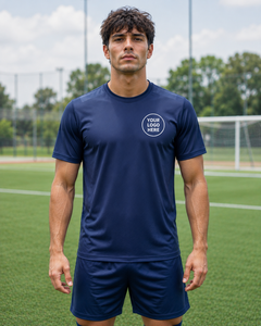 Maillot de football personnalisé bleu marine, impression par sublimation du nom et du numéro, 100% polyester, séchage rapide, uniforme d'équipe, vente en gros OEM - Product Image 5