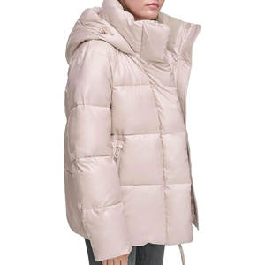 Veste matelassée surdimensionnée grande taille en denim pour l'hiver avec fermeture éclair sur le devant vintage solide et col montant avec logo personnalisé imperméable pour hommes - Product Image 3