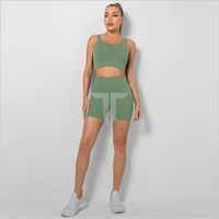 Ensemble de yoga pour femmes, haut court confortable uni, leggings taille haute, sans couture, écologique, respirant, antibactérien, séchage rapide, V