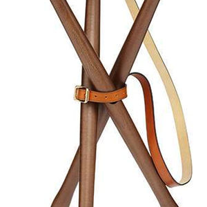 เก้าอี้ไม้พร้อมที่นั่งหนังเก้าอี้กลางแจ้งเก้าอี้สามขาเก้าอี้ล่าสัตว์ - Product Image 2