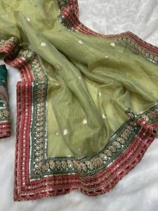 Sari de aspecto de diseñador exclusivo con blusa Sari elegante étnico última moda Indian Boutique Party Wear Royal Saree - Product Image 5