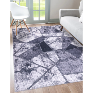 Alfombra lavable con diseño geométrico de retazos en blanco y negro de Netline Home Depot 4001 - Product Image 5