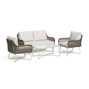 Juego de Muebles de Jardín de Ratán Contemporáneo Eden de 4 Piezas, Resistente a la Intemperie - Product Image 1
