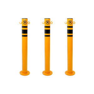 3-Piece 75 cm Fixed Metal <b>Pole</b> Set with Ears Metal Bollard Traffic Barriers - Product Image 2