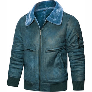 Veste en cuir pour homme, mode décontractée d'hiver, vente chaude, style motard, col montant, logo sur le devant, imperméable, coupe-vent, écologique - Product Image 6