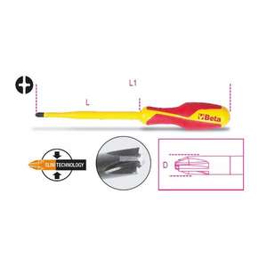 Destornillador multipaquete BETA de 1000V para PH de cabeza cruzada combinada y tornillos ranurados Herramienta de alto voltaje - Product Image 1