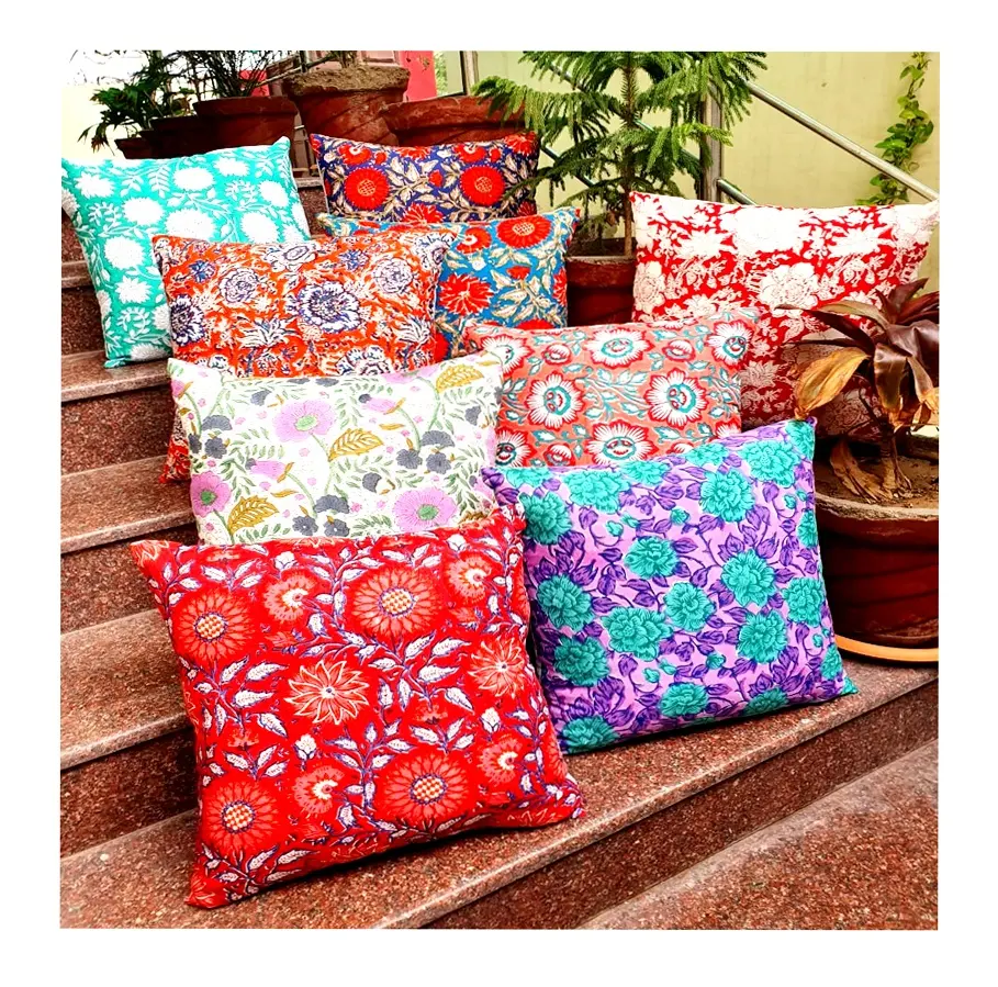 Fabric Sofa Cushion Cover Home Decor Use Cotton Material Fabric Floral Pattern Sofa Pillow Case and Printed Cushion Cover