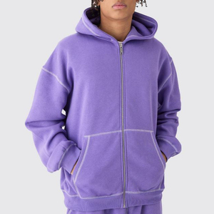 2025 de gran tamaño de manga larga contraste Stitch Zip Classic Hoodie Mens Hoodies con cremallera Sudadera con capucha para hombres Basics Hoodie - Product Image 1