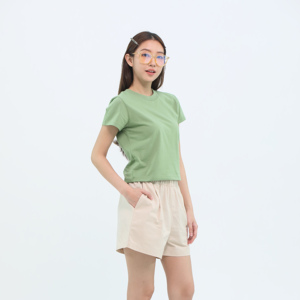 Tops cortos ultrasuaves personalizados para mujer manga corta en blanco CVC (algodón + poliéster) ultrasuave Touch superventas 190-200 GMS - Product Image 2