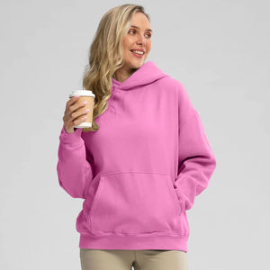 Última chaqueta de invierno de lujo de algodón y poliéster con capucha para mujer con logotipo frontal y bolsillos sudaderas con capucha - Product Image 4