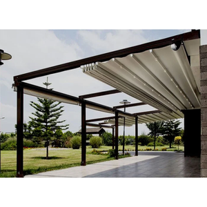 Pergola murale rétractable avec toit en PVC blanc, auvent de terrasse coulissant, couverture de patio - Product Image 4