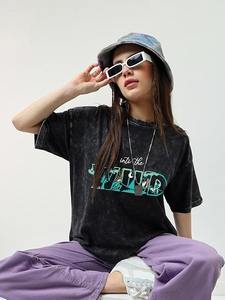 Haute qualité 100% coton o-cou t-shirts hommes femmes coupe ample lavé blanc à manches courtes T-Shirts respirant Logo imprimer 240 grammes - Product Image 2