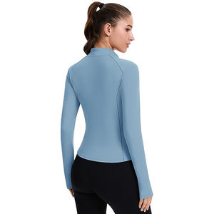 Veste extensible respirante pour femmes, vêtements de yoga athlétiques, mélange de nylon et de spandex doux, fermeture éclair intégrale, haut d'entraînement léger - Product Image 4