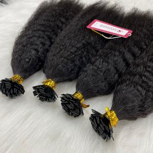 Precio de fábrica Color negro Natural Punta plana Extensiones de cabello humano Rizado Recto Punta plana Extensión de cabello Cabello humano - Product Image 5