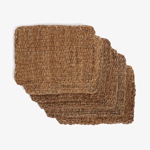 Manteles individuales de lujo de fibra marina para mesa de comedor, hechos a mano con rafia y hierba marina. - Product Image 1