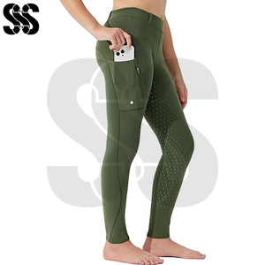 Pantalons d'équitation pour femmes, taille haute, tissu extensible en polyester/spandex, confortables et durables, pantalons d'équitation - Product Image 3