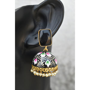 Boucles d'oreilles jhumki en perles de pierre de laiton pour filles et femmes - Product Image 1