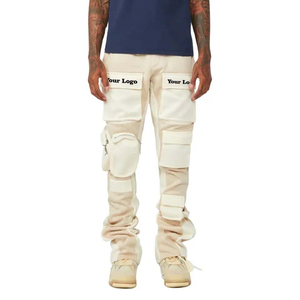 OEM Logo personnalisé Pantalons de survêtement évasés à poches cargo empilées de haute qualité pour hommes Pantalons cargo streetwear multi-poches personnalisés - Product Image 2
