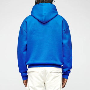 Ropa de calle de lana azul oscuro de algodón grueso de alta calidad, lisa, de gran tamaño, en blanco, venta al por mayor, sudaderas con capucha sin cordón Reino Unido - Product Image 3