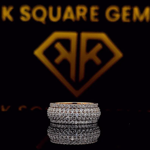 Anillo de diamantes de moissanita ICED OUT, anillos de diamantes de corte redondo, anillo de media eternidad helado para hombre de Plata de Ley 925 - Product Image 2