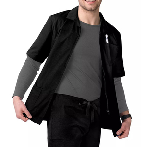 Conception populaire hommes Stretch gommage vestes vêtements de travail infirmière hôpital uniforme hommes demi manche avec poche Scrubs veste Zip avant - Product Image 3