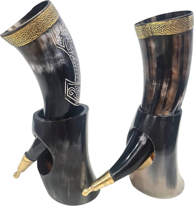 Cuernos de beber modernos vikingos tallados estilo animal religioso para bodas incluye guía de cuidado y limpieza artesanías naturales - Product Image 5