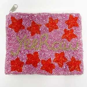Ventes en gros de pochettes à monnaie brodées de perles de graines, motifs complexes faits à la main, personnalisables, fermeture éclair perlée, motif floral tendance - Product Image 1