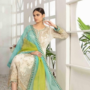 Tradicional lujo pesado bordado Tawakkal volumen boda colección 3 piezas Salwar Kameez para adultos fiesta desgaste hecho gasa - Product Image 2