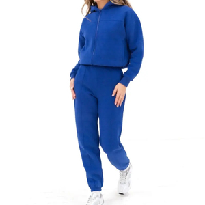 Conjunto de dos piezas de sudaderas con cremallera y Jogger para mujer, logotipo personalizado, entrenamiento informal de peso pesado, ropa deportiva, ropa deportiva - Product Image 6