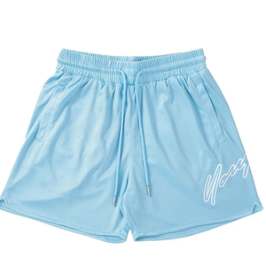 Short en maille élastique imprimé par sublimation personnalisé avec poches Short de bain de plage en polyester de 5 pouces - Product Image 6