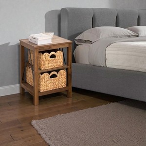 Ensemble de 2 paniers rectangulaires en jacinthe tressée à la main avec bord festonné et poignée découpée pour l'organisation et la décoration de la chambre d'enfant, du salon, de la chambre à coucher, de l'hôtel - Product Image 2