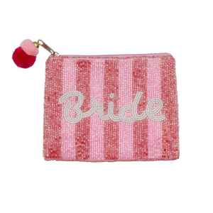 Porte-monnaie tendance et élégant en broderie perlée verte et rose, broderie à la main, mini sac à fermeture éclair avec un design vintage luxueux - Product Image 3